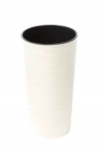  Flowerpot with Lamela Lilia Dłuto insert, 25x25x46 cm, cream