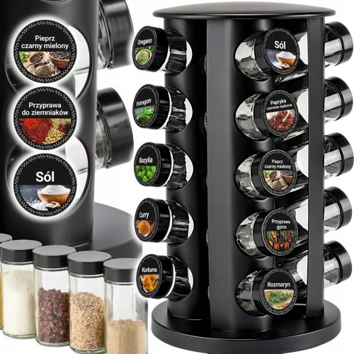  SPICE CONTAINERS ROTATING SPICE CONTAINER STAND + 20 JARS STICKERS