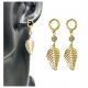  Earrings gold hanging leaves surgical steel MONSTERA ZIRCONIA DELICATE