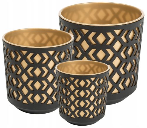  Flowerpot Lamela 14 cm x 14 x 14.8 cm Diameter 14 cm Plastic black, yellow and gold tones + 2 more products