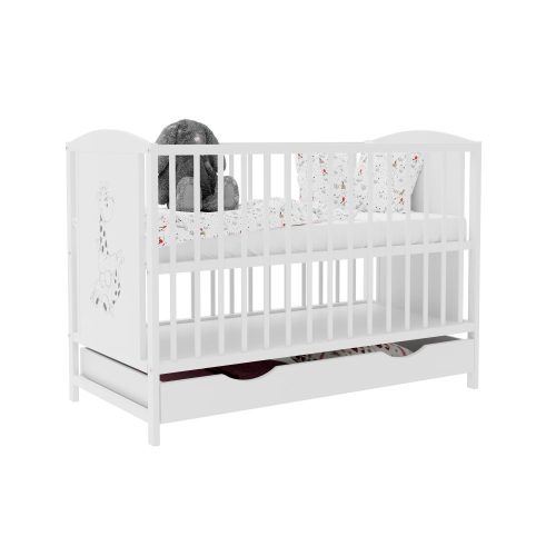  BRUNO bed with drawer, white, giraffe, 120x60