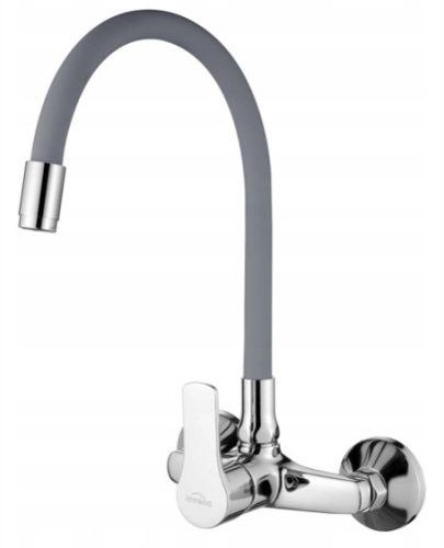  Wall Mounted Kitchen Faucet, Flexible Spout, GRAY