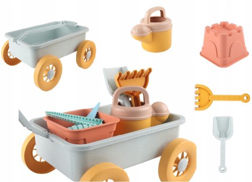 SET WATER SAND TOY, WHEELBARROW TRAILER, 7-piece