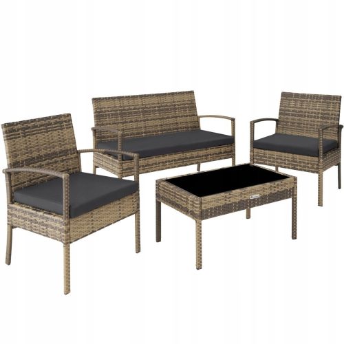 Tables et chaises de jardin pour la terrasse Table et chaises TecTake en technorattan, moderne noir