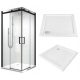 Edea range of shower cubicles, double doors, sliding 90 x 90 cm + Coda range of square shower trays 90 x 90 cm