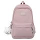 Pink Backpack with Bear Charm and Multiple Compartments