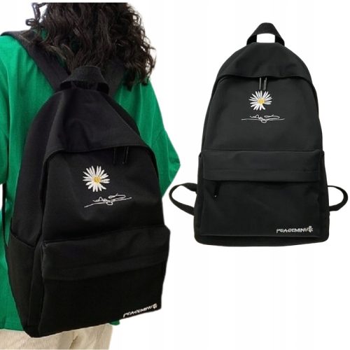 Stylish Daisy Youth Backpack in Black with Multiple Pockets