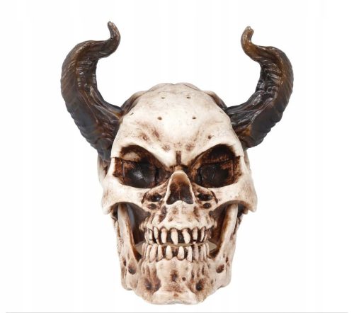  Halloween decoration skull with horns 20cm