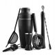 8-piece mixer set made of matte black stainless steel