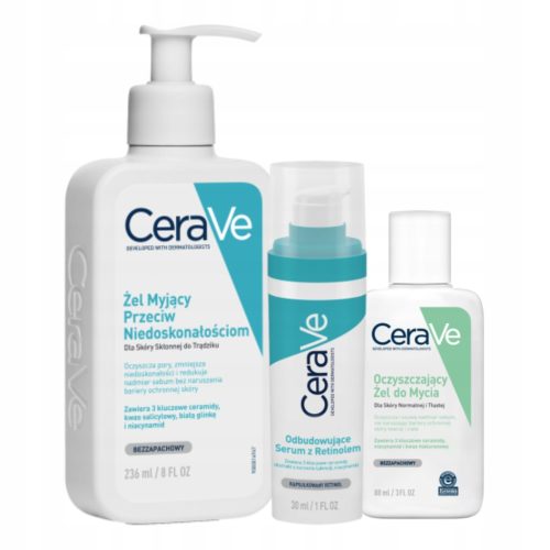 CeraVe Acne Fighting Skincare Set with Cleansing Gel and Retinol Serum