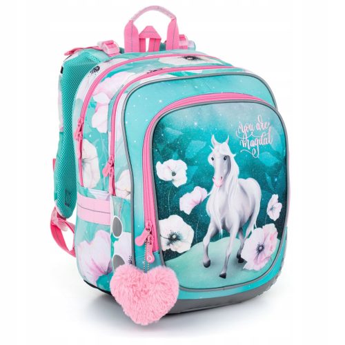 Glitter Unicorn Lightweight Backpack for Girls with Reflective Straps and Dual Compartments