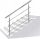 Stainless steel handrail with 3 crossbars, 160 cm