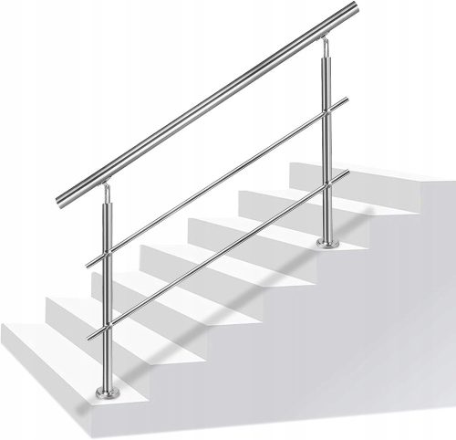 Stainless steel handrail with 2 crossbars 160 cm