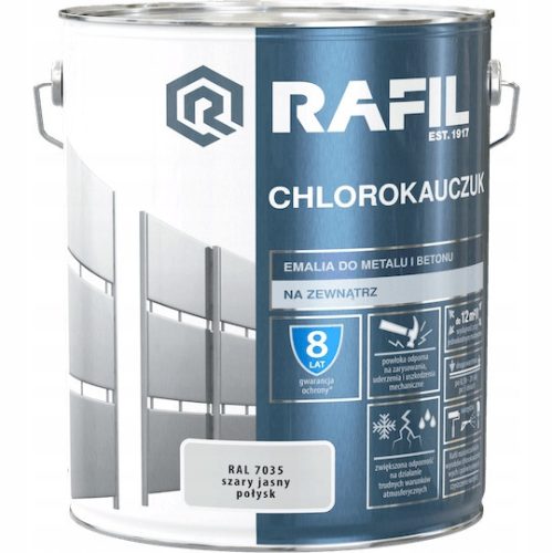 Peinture caoutchouc chloré Rafil pour métal, 10 litres, tons gris et argent, brillant