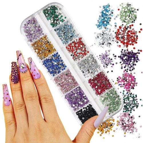  COLORFUL RHINESTONES FACE NAIL DECORATIONS MIX BOX SET