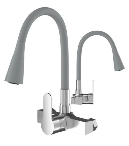 Granitan FLEXO grey wall-mounted kitchen faucet