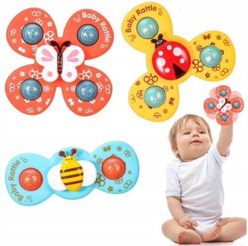  FIDGET SPINNER WITH SENSORY SUCTION CUP, 3 PIECES