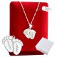  Silver Necklace 925 ENGRAVING Feet For Mom
