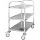 3-tier waiter's trolley made of stainless steel, square profile handle 750x400x835 mm | TECHNICA, Silver Line