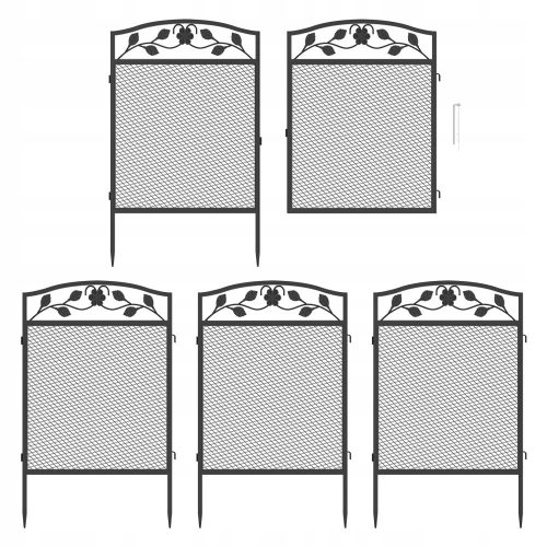 Shade net for fence - Robust garden fence made of 5 metal panels, 110 cm