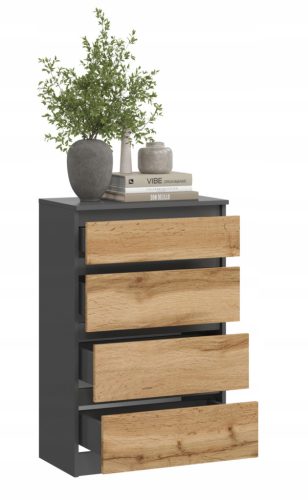  SaraMeble SARA Dresser 60 x 35 x 95 cm Wotan-Eiche, mattgraphit