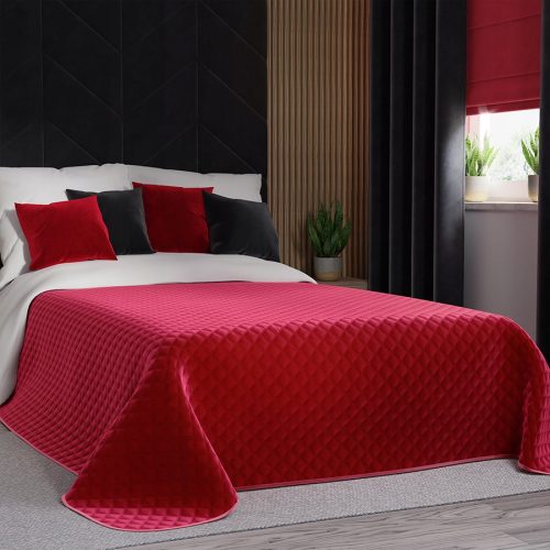 Couvre-lit marquisette en velours 240cm x 220cm dans les tons rouge