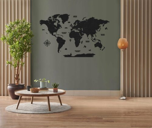 Decorative Wall Stickers Decorative Wooden Map 100 cm EBONY PREMIUM