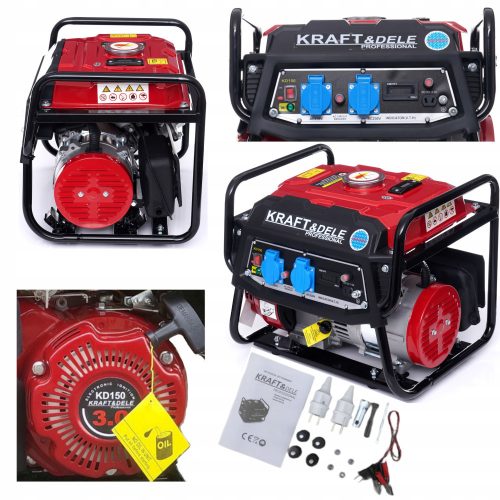 Kraft&Dele portable single-phase generator 1500 W petrol + Kraft&Dele RST gloves size 10 - XL 1 pair