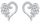  HEART ROSES RHODIUM PLATED SILVER STUD EARRINGS