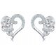  HEART ROSES RHODIUM PLATED SILVER STUD EARRINGS