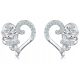  HEART ROSES RHODIUM PLATED SILVER STUD EARRINGS