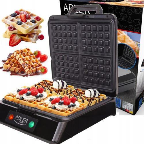  LARGE WAFFLE IRON ADLER AD3036 POWERFUL 1500W 4 WAFFLES