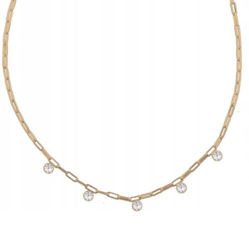  Silver gold plated choker necklace chain zircons