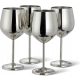 Glasses and cups oak and steel – 4 wine glasses made of N-steel