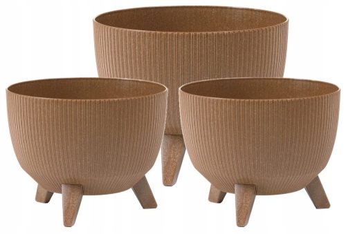  2× Lamela Roma Jumper flowerpot natural wood 24x15 cm + Lamela Roma Jumper Eco Wood flowerpot natural wood 29x18 cm