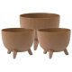  2× Lamela Roma Jumper flowerpot natural wood 24x15 cm + Lamela Roma Jumper Eco Wood flowerpot natural wood 29x18 cm