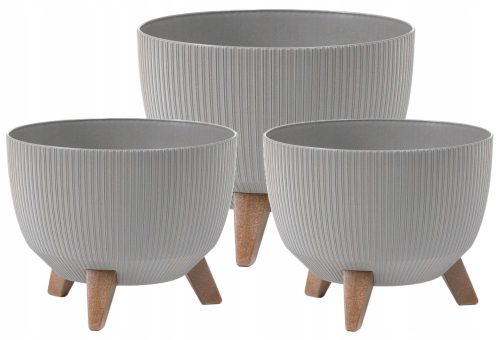  2× Lamela Roma Jumper Eco Wood flowerpot grey 24x15 cm + Lamela flowerpot 29 cm x 29 x 18 cm diameter 29 cm plastic in grey and silver tones