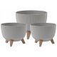  2× Lamela Roma Jumper Eco Wood flowerpot grey 24x15 cm + Lamela flowerpot 29 cm x 29 x 18 cm diameter 29 cm plastic in grey and silver tones