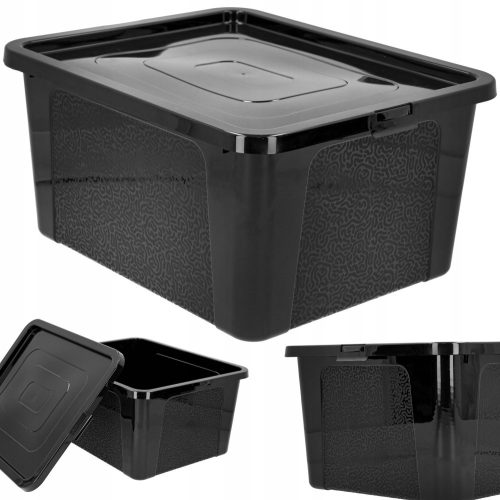 Boîtes, conteneurs de stockage, boîte de rangement organisateur pour conteneurs en plastique, 20L, noir