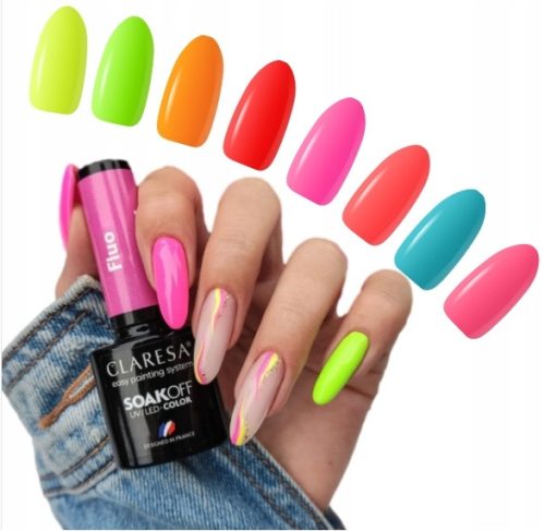  CLARESA UV/LED HYBRID NAIL POLISH FLUO COLOUR SELECTION