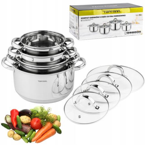  Toppan Tara pot set, stainless steel, 8-piece