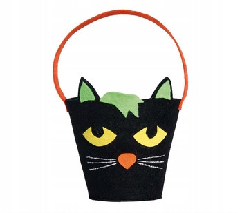  _xx_BLACK FELT BUCKET WITH CAT 20 CM