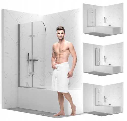 Two-part bathtub partition SEVANTE 100 x 140 cm, transparent