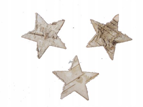  Birch bark stars, 7 cm, 6 pcs.