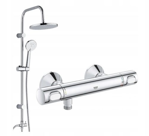 Grohe GROHTHERM 500 chrome shower mixer + exposed shower set Laveo Leste