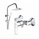 Grohe BauLoop chrome shower faucet + Gamma ZN1 exposed shower set