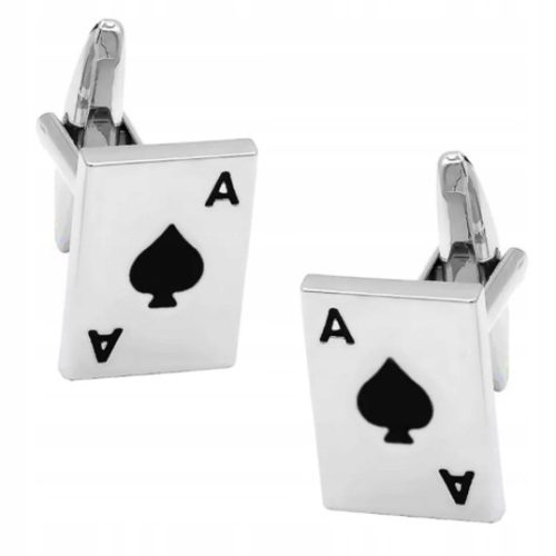  SHIRT CUFFLINKS SILVER ACE POKER CARD