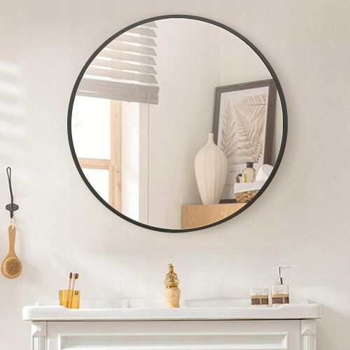 Bathroom mirror Muzilife wall mirror, circle, metal frame, 50 x 50 mm