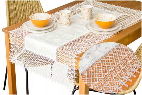 Tablecloth Runner Table Runner, White, Cream, 120 x 60 cm