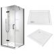 Lefo series shower cubicle with folding doors 90 x 90 cm + Coda series square shower tray 90 x 90 cm